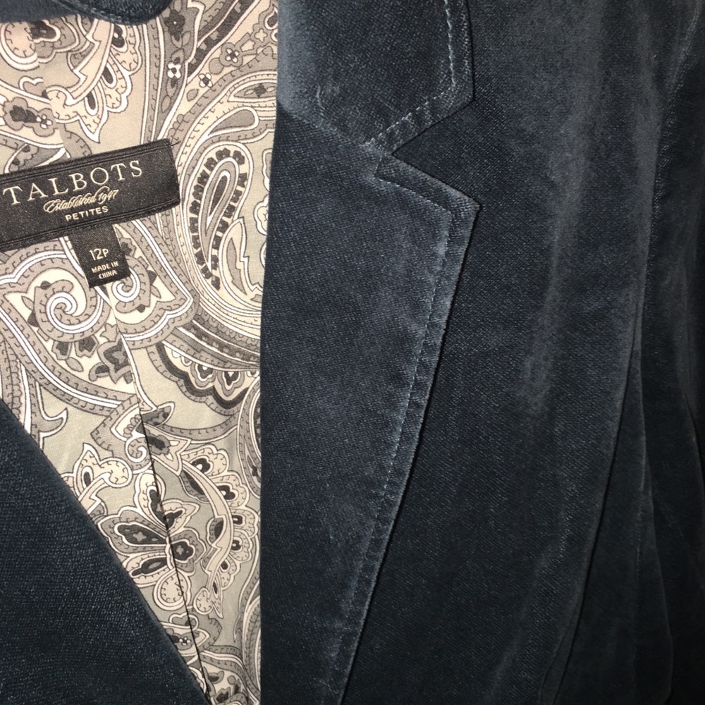 Talbots Dark Teal Velour Blazer Sz 12P